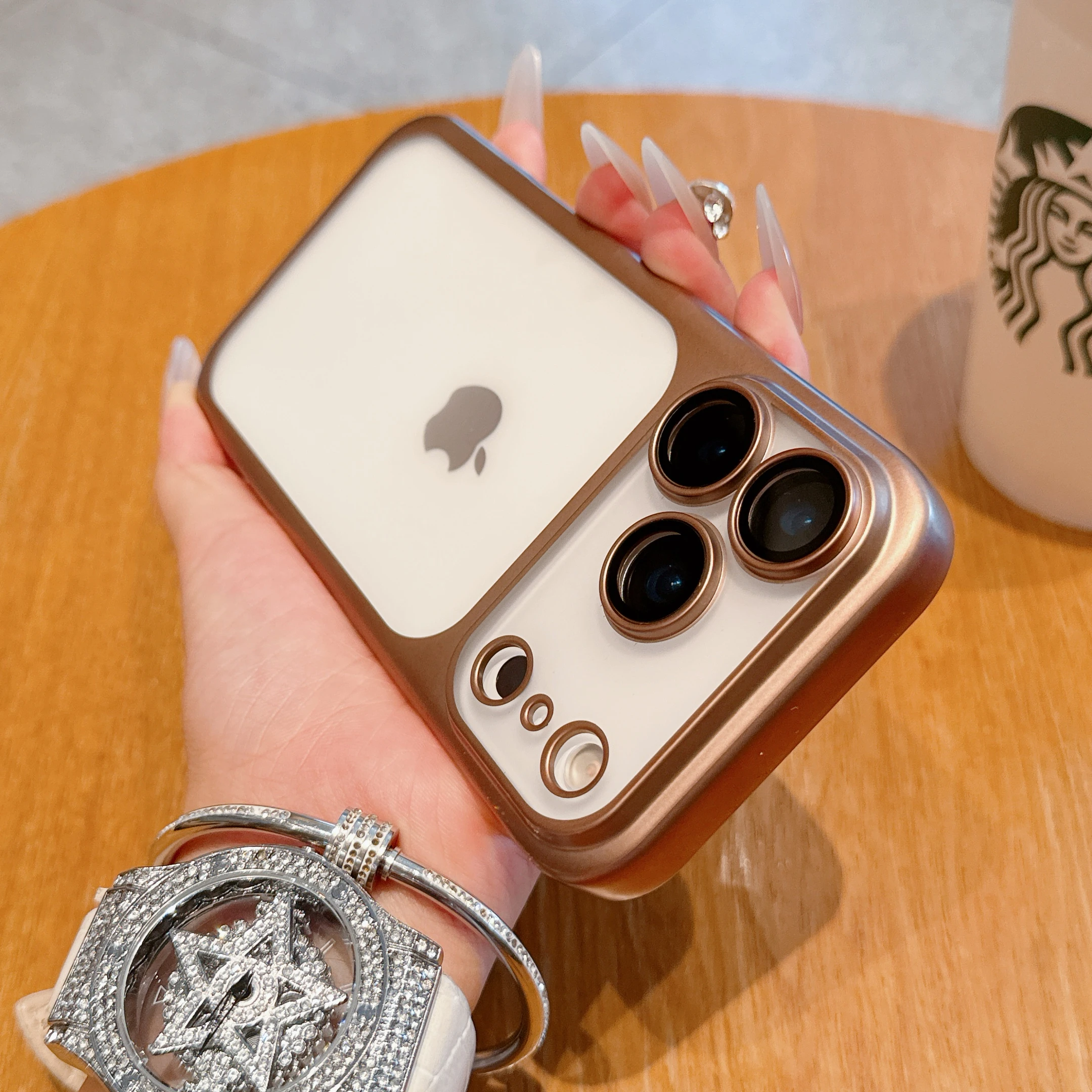 Transparent iPhone 17 Case - Hard Clear Cover with Plating Frame  Lens Film Protection