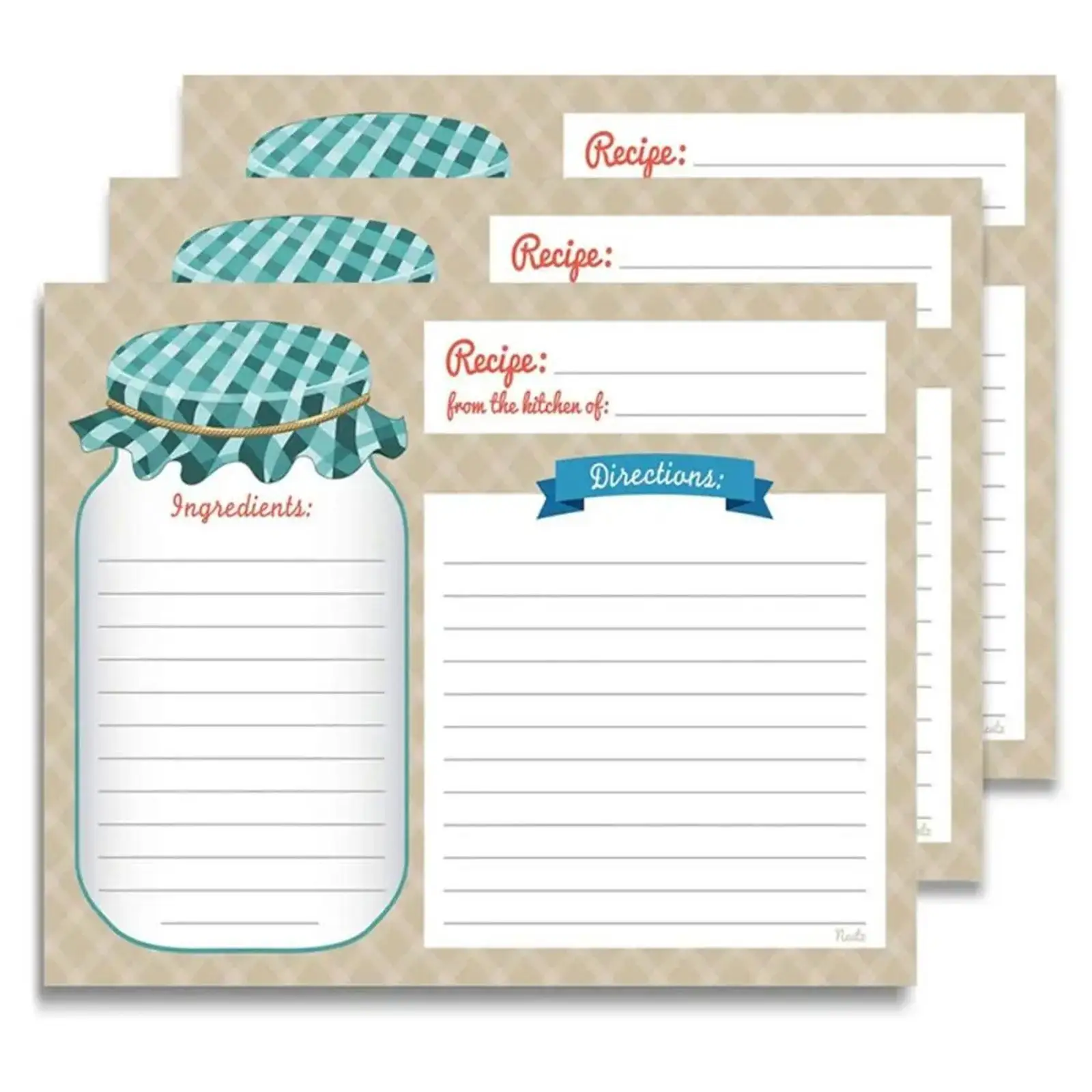 50 Pieces Recipe Cards Portable Cooking Time Recipe Index Cards Notecards Party Mother's Day Anniversary Camping Wedding