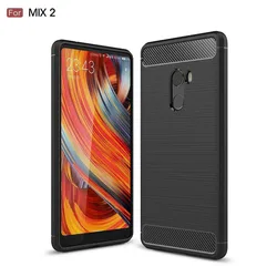 Shockproof Carbon Fiber Brushed Texture Soft Silicone Phone Case for Mi Mix 2 (Black)