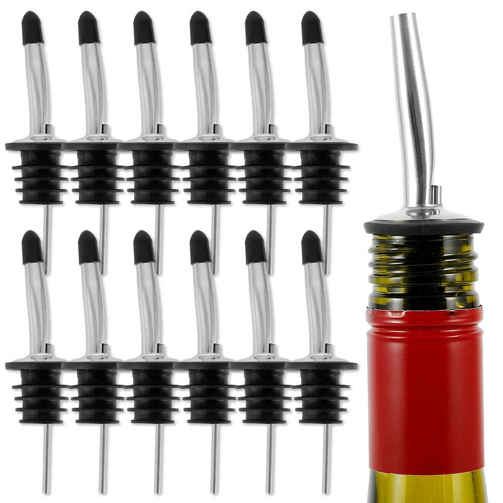 Stainless Steel Bottle Pourer Set of 12 Pouring Wine Glasses Oil Pourer ...