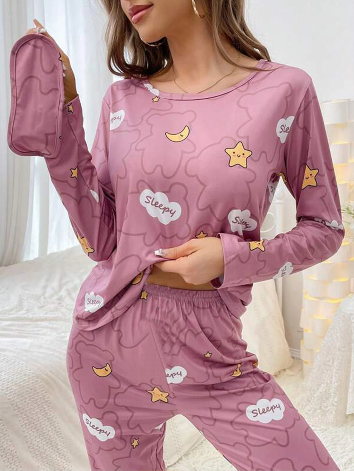 【MOODMOON】Oatlace Long Sleeve Pajama Set MOODMOON】Oatlace Long Sleeve Pajama Set 7165OcIlfML