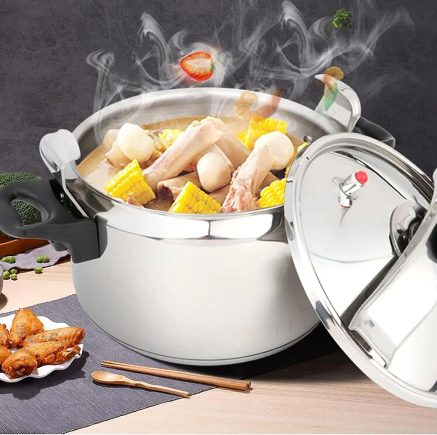 40  grande & stainless steel pressure cooker & large steamer cooking pressure ,safety lock Explosion 2