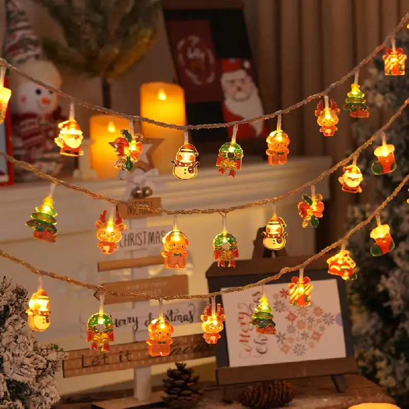 Christmas Lights String Santa Claus Battery Garland LED Christmas Tree Ornament 3M 20LED Light For New Year's Deco