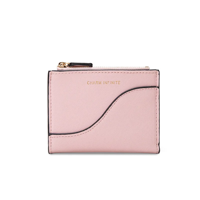 Purse Female 2023 Texture Double Zipper Women's Money Clip Contrast Color Short Purse