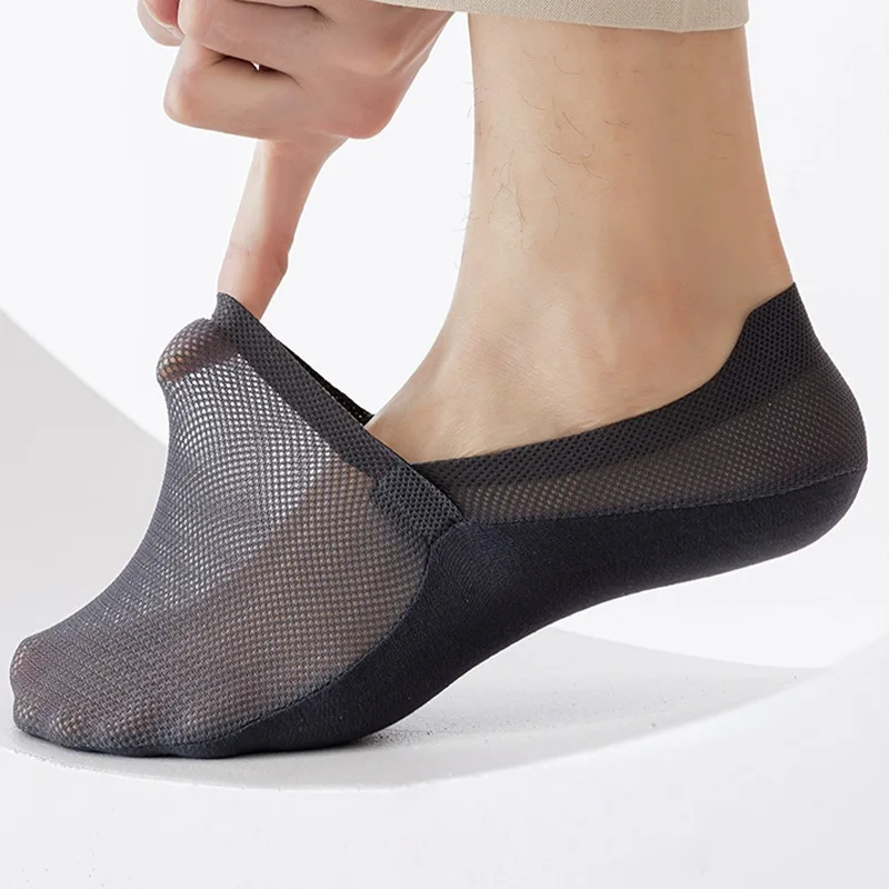 1/3/5 Pairs High-Quality Men Cotton Boat Socks Summer Thin Breathable Solid Color Silicone Anti Slip Low Top Invisible Socks