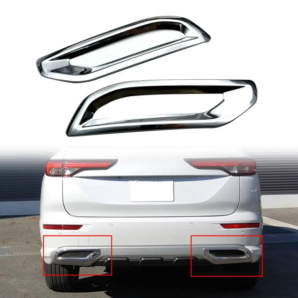 

2pcs Car Rear Bumper Fog Light Cover Trim For Mitsubishi Outlander 2022 Rear Bumper Lower Trim ABS Chrome Foglight Molding Rings