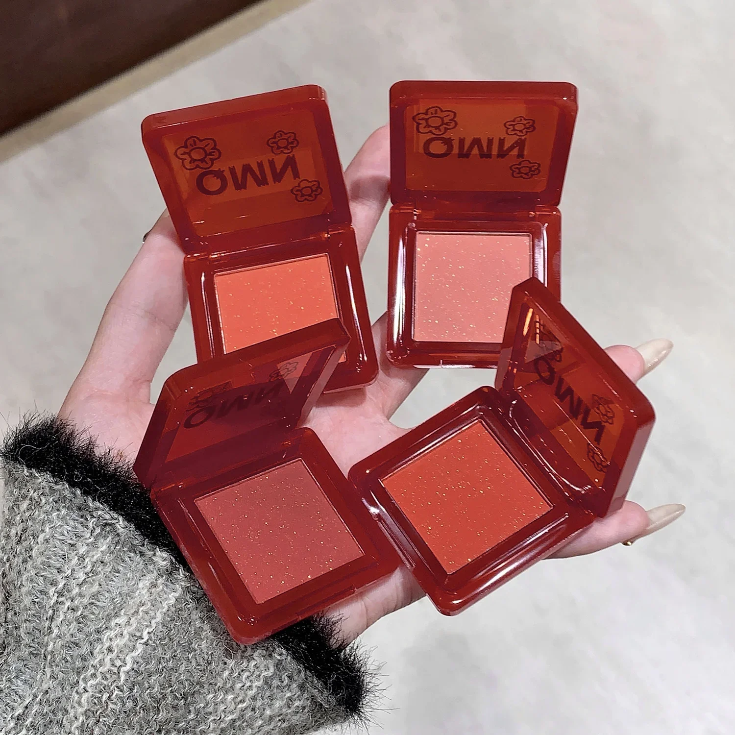 Rosso Red Brighten Face Blush Palette Face Contouring Blusher Cheek Tint Peach Rouge Waterproof Monochrome Matte Female Makeup powder blusher,blush powder,blush plate,facial blusher,monochrome blush