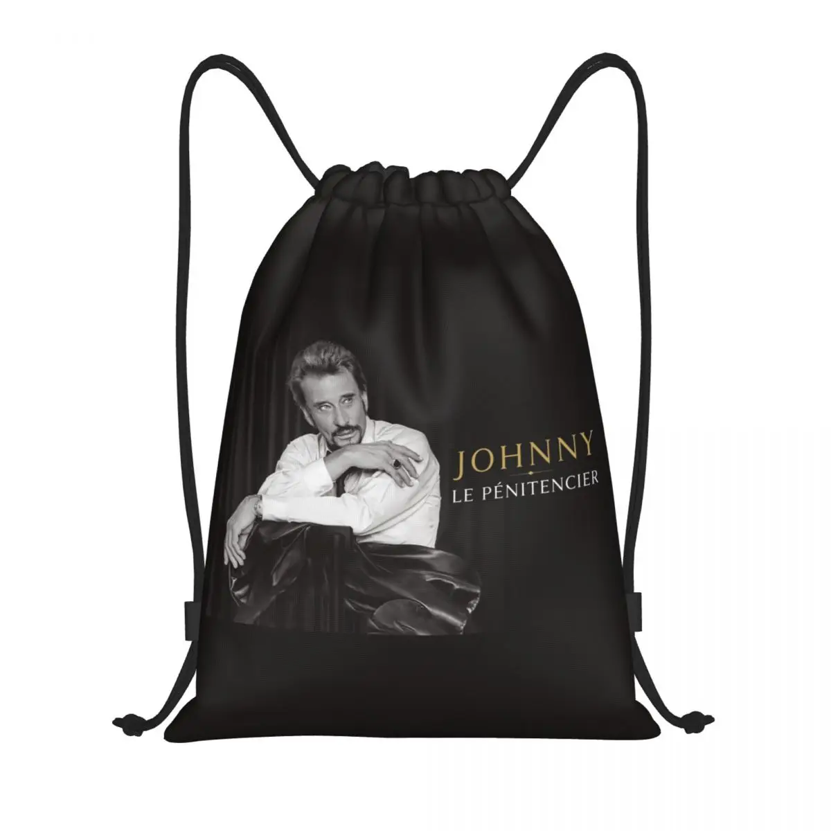 

Johnny Hallyday Rock Drawstring Bag Women Men Portable Gym Sports Sackpack French France Singer Training Backpacks