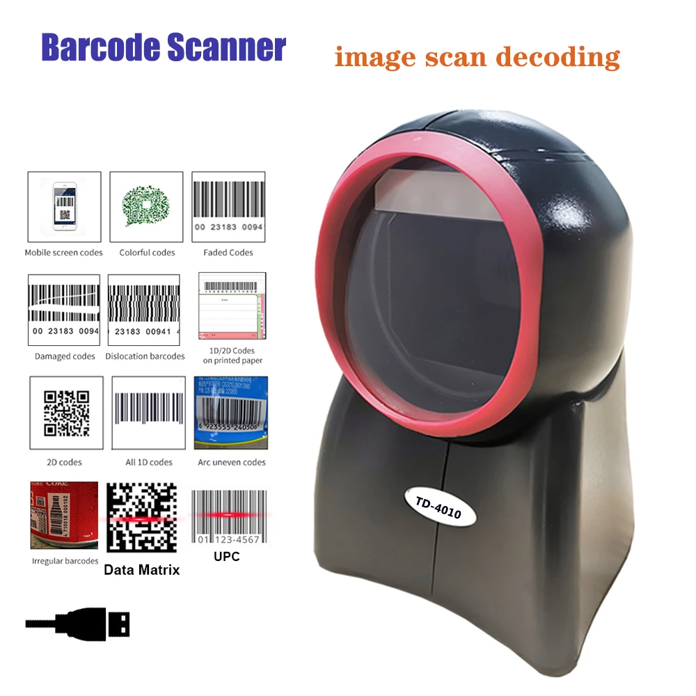 Barcode Scanner Omnidirectional Desktop Automático 1d 2d qr Code Data Matrix Reader Usb Scanner para Varejo Supermercado Pagamento 2d