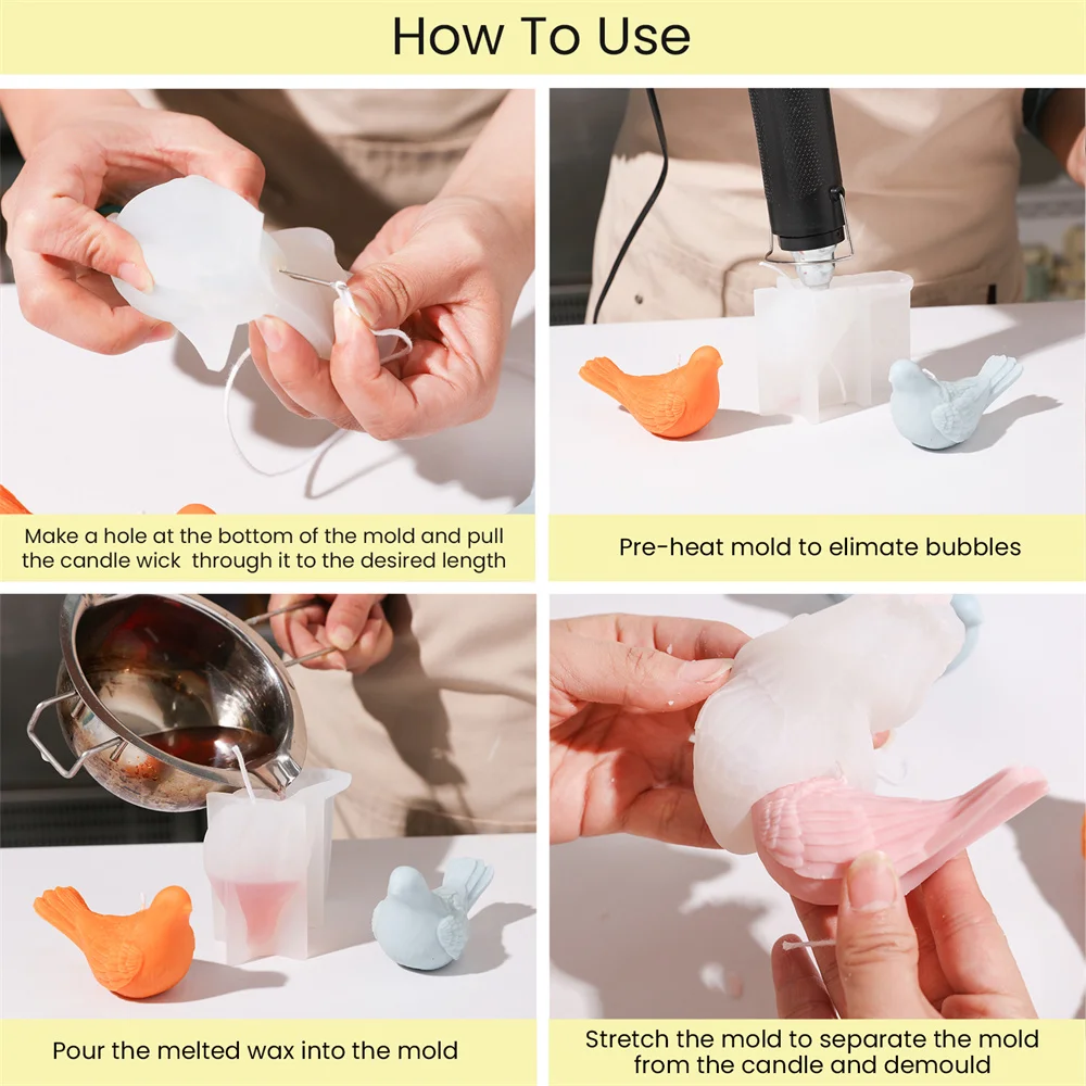 Stampo In Silicio Per Alimenti A Forma Di Uccello - 32 Cm Per Sapone, Mousse, Cioccolato, Gesso E Candele A Colonna - 2