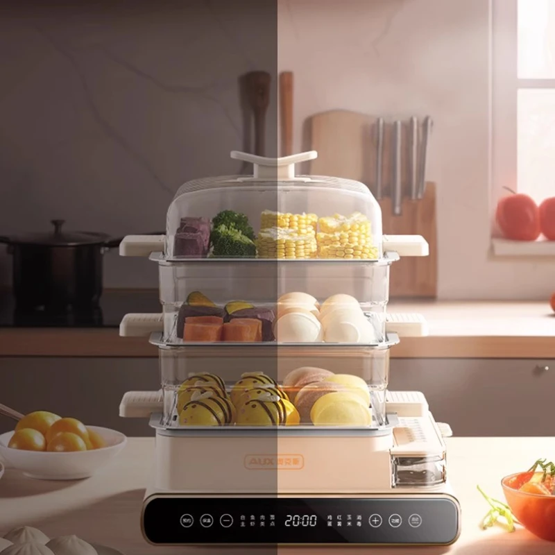 Electric Steamer Multi-Functional Integrated Household Three-Layer Stainless Steel Large Capacity Box Breakfast Machine Timing 4