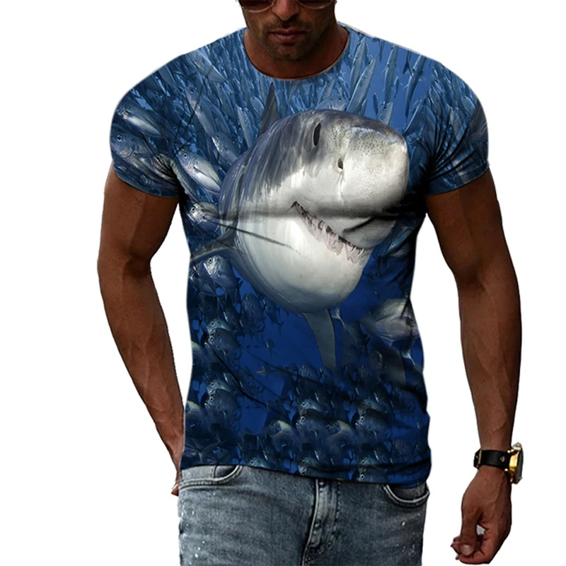 

Great White Shark Summer Harajuku Design Fashion Men T shirt Hot Summer 3D All Over Printed Tee Tops shirts Unisex T shirt