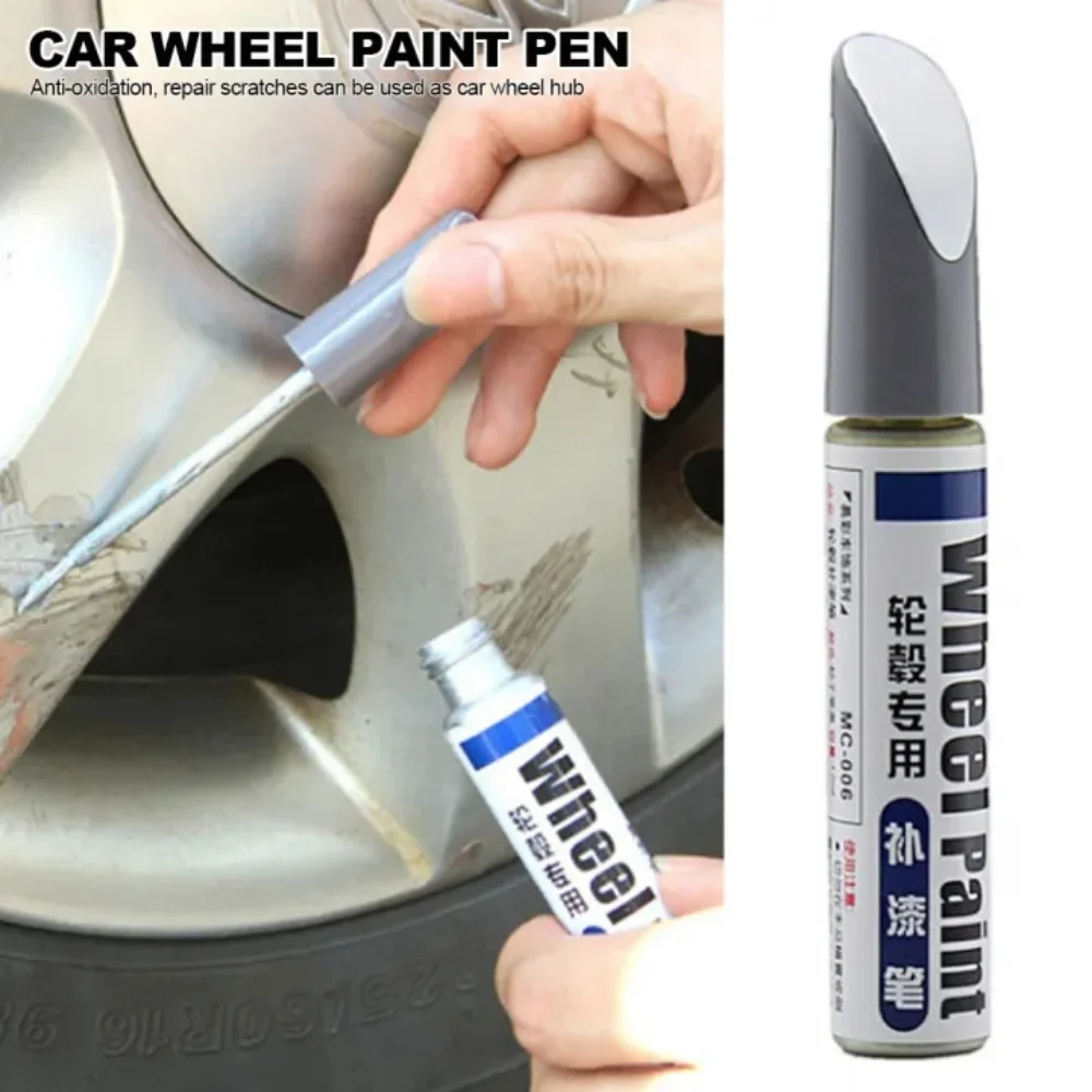 12ml Silver Alloy Car Wheel Touch Up Pen Repair Paint Curbing Scratch Maker with Brush Car Repair Care Pen Wheel Hub Spray Paint meroca bike gear derailleur pulley 13t aluminium alloy jockey wheel guide pulley bike guide roller wheel silver