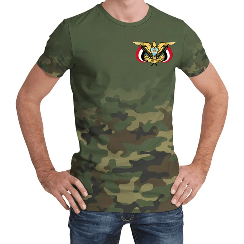 

Yemen Camo Military T Shirt For Men Clothes Camouflage Army T-Shirt Map Flag Tshirt Houthi Veteran Tee National Emblem Tshirt