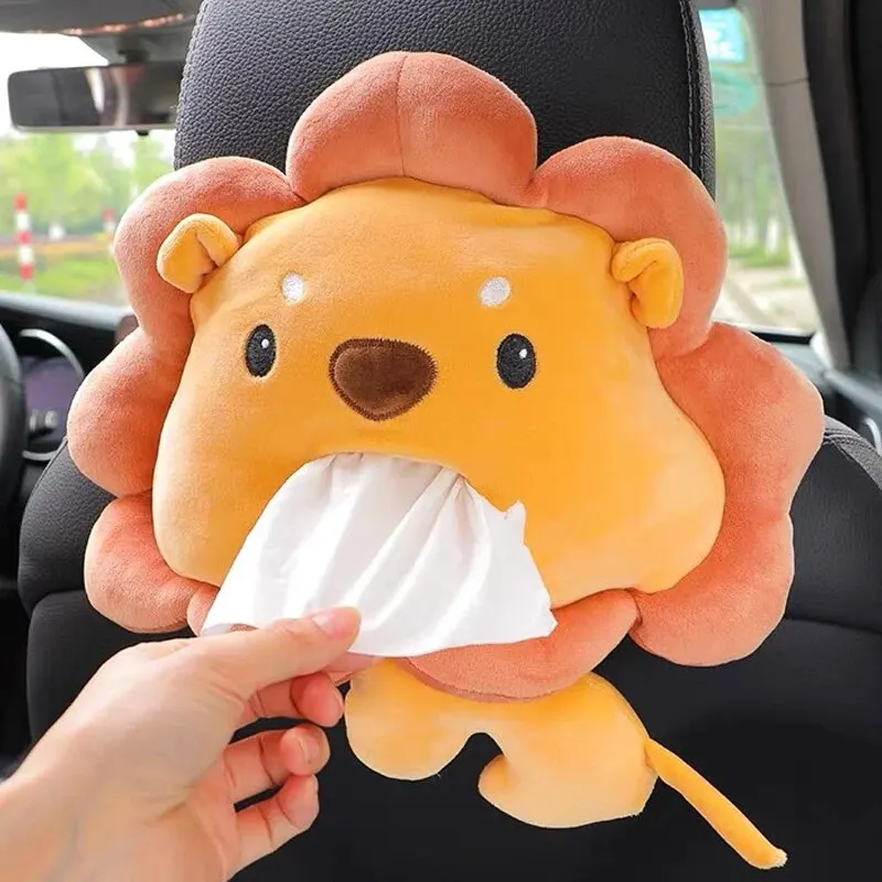 Cute Lion Cartoon Tissue Box Female Plush Decoration Items Home Car Cardboard Box Paper Towel Holder 4