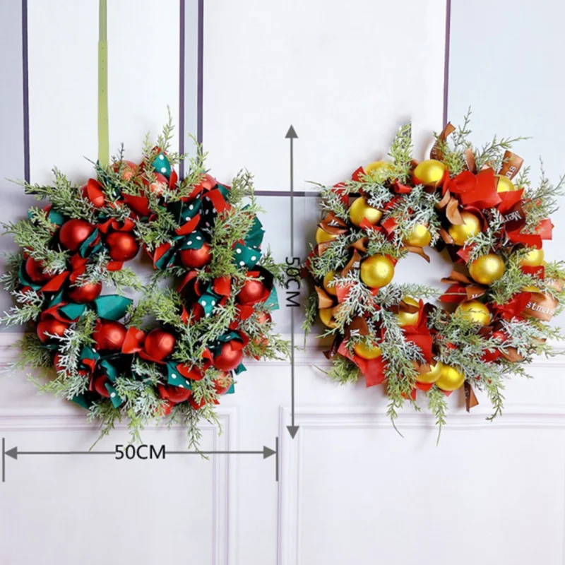 Description Picture 2 of itemRed Wreath With Lamp Bow Ball Big Flower Navidad Party Christmas Wall Door Window Fireplace Staircase Balcony Garden Decoration