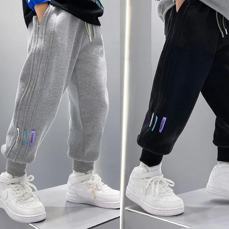 Spring Autumn Kids Teenage Boys Casual School Sport Pants Fleece Trousers Jogger Pant For Children Loose Sweatpant Boys Clothes