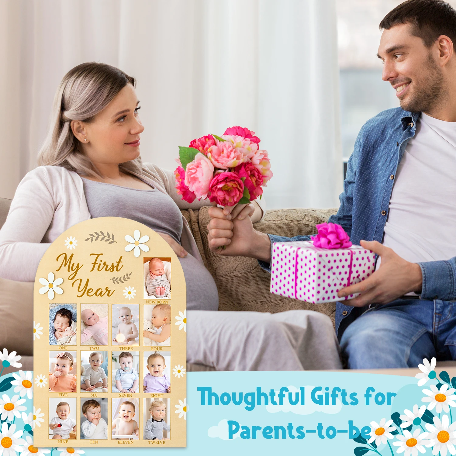 Children Growth Record Album Display Board Baby Room Decoration Party Display Table Top Newborn Photo 1 Set