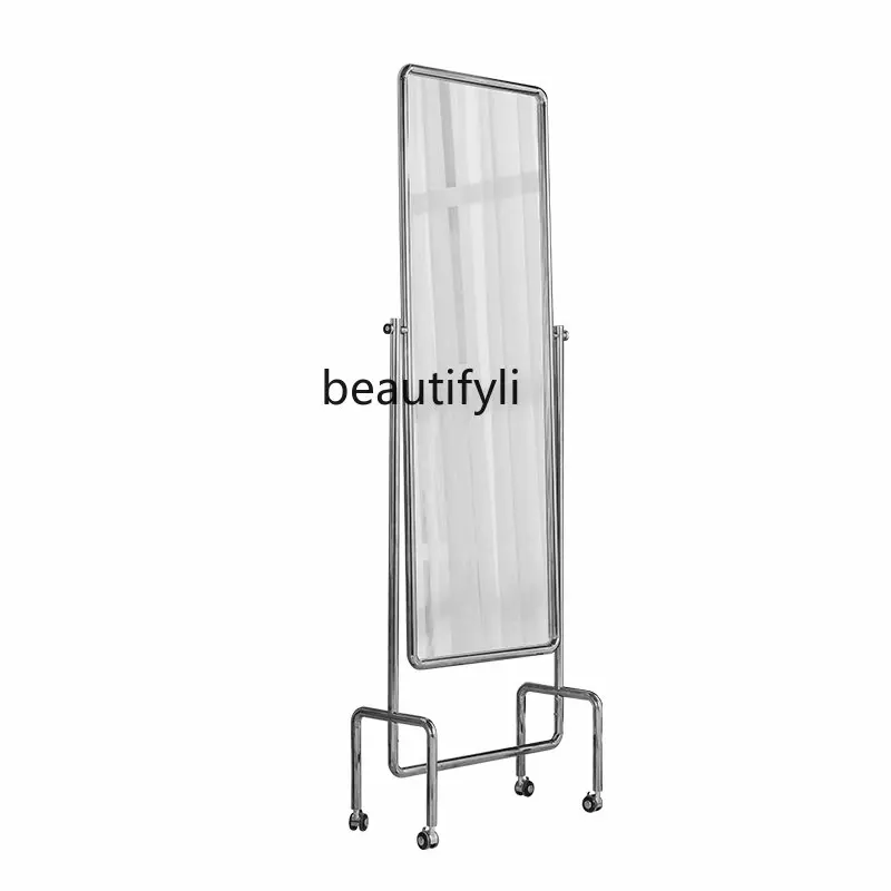 

Light Luxury Stainless Steel Mobile Full-Length Mirror Designer Floor Mirror Vertical Mirror Bedroom Dressing Mirror