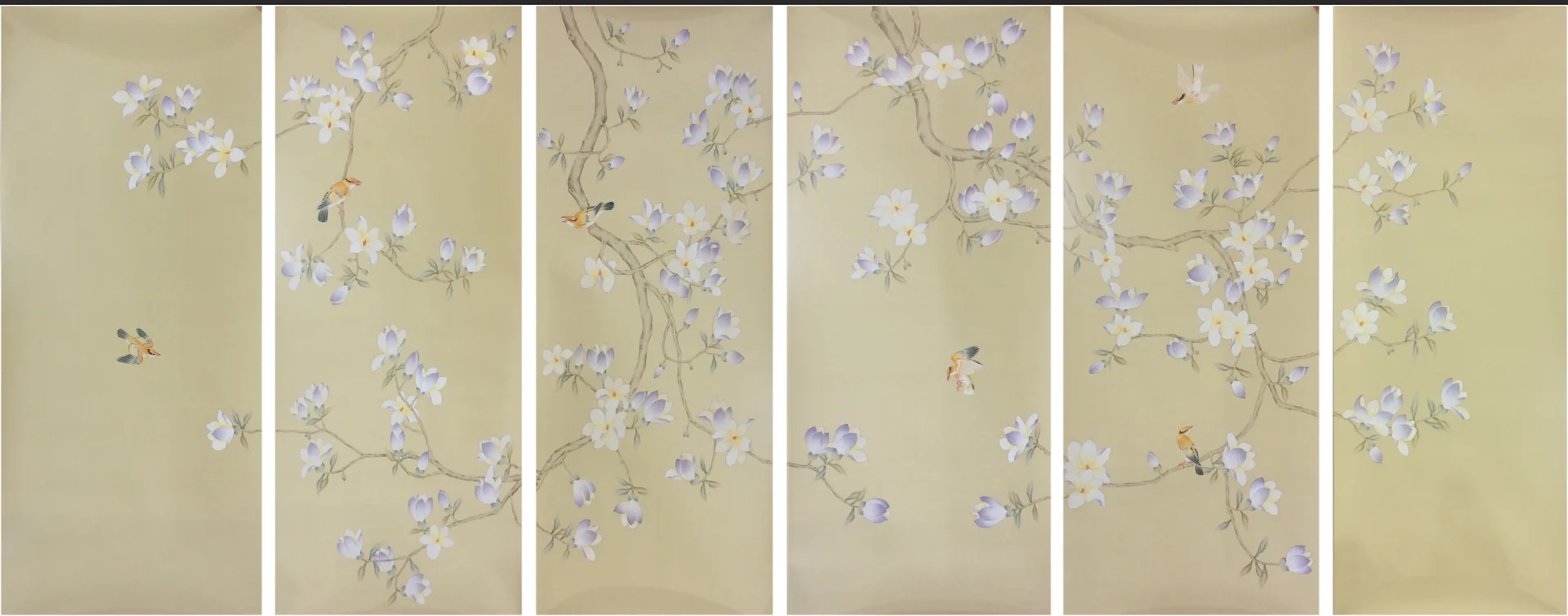 Hand-Made wallpapers silk Hand-Painted Mangnolias For Villa/Apartment/Living room/bedroom/diningroom/Sofa/TV wallcovering