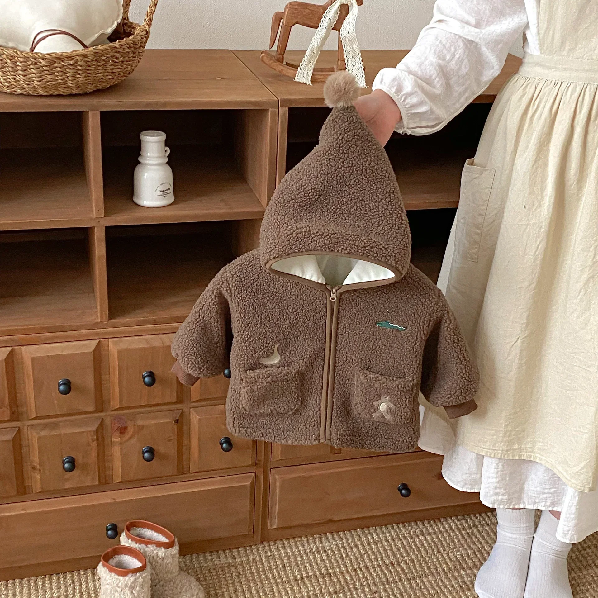 Winter Toddler Boy Fleece Jacket Cartoon Hooded Sweater