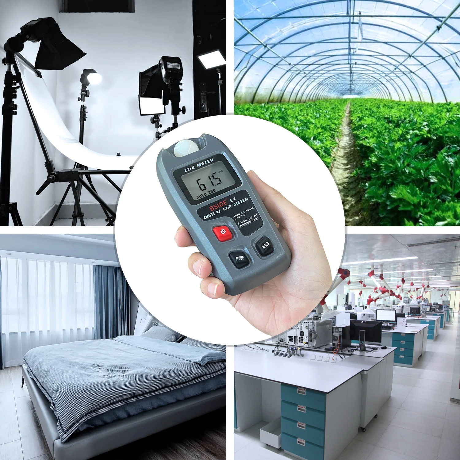 BSIDE Portable Digital Lux Meter 0~200,000lux LCD Lux / FC thumbnail 5