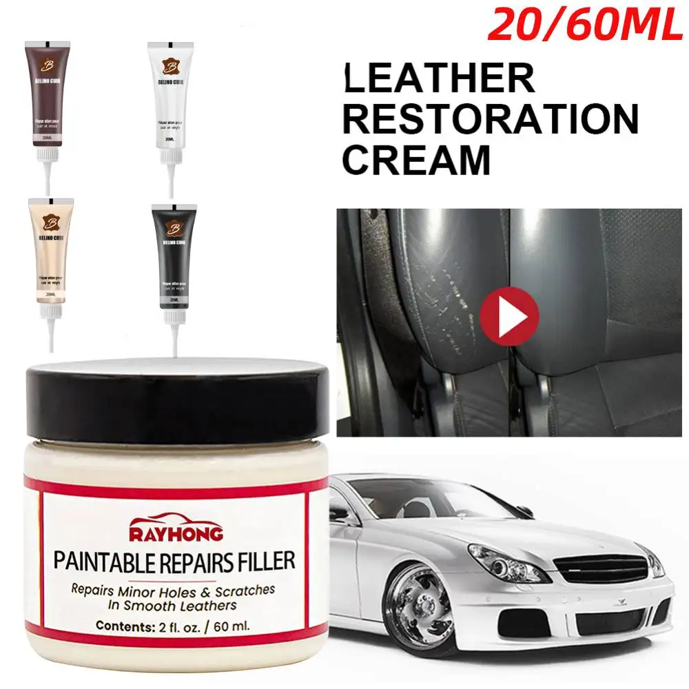 Leather Filling Paste 60/20ml Natural Leather Filler Repair Compound Restoration Cream For Tears Crack Burns Holes leather filler paste leather repair paste