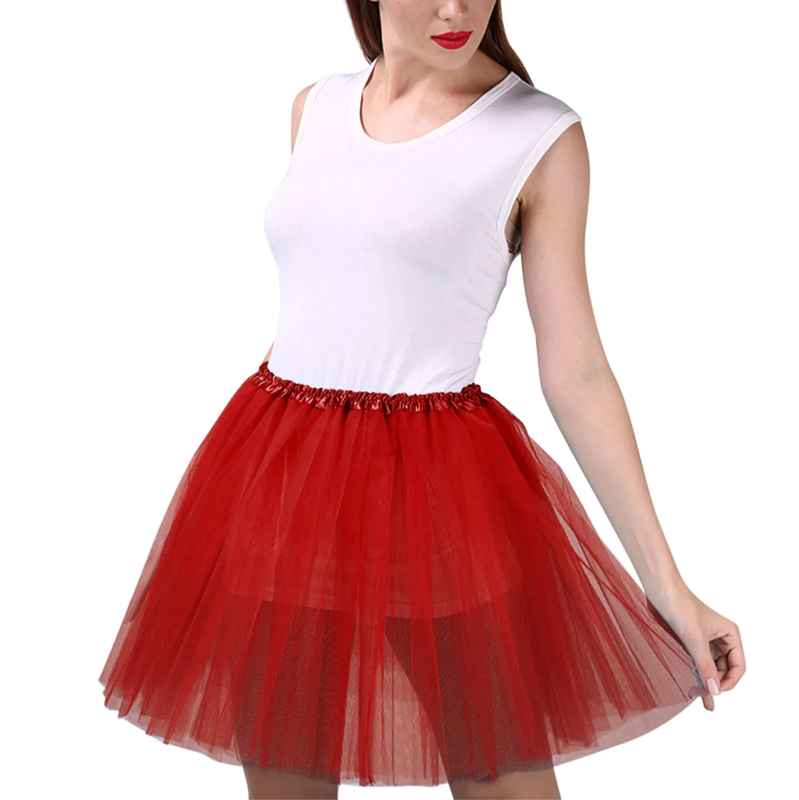 Women's Tutu Skirt Multi Colors Adult Fairycore Women Elastic Waist Dancing Costumes Ballet Clothes Mesh Petticoat Tulle Skirt 2