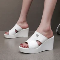 2025 33-43 Summer Wedges Heeled Slippers Ladies Shoes for Women Sandals Peep Toe Outside Women's Slipper Female Platform Sandal - Image 3
