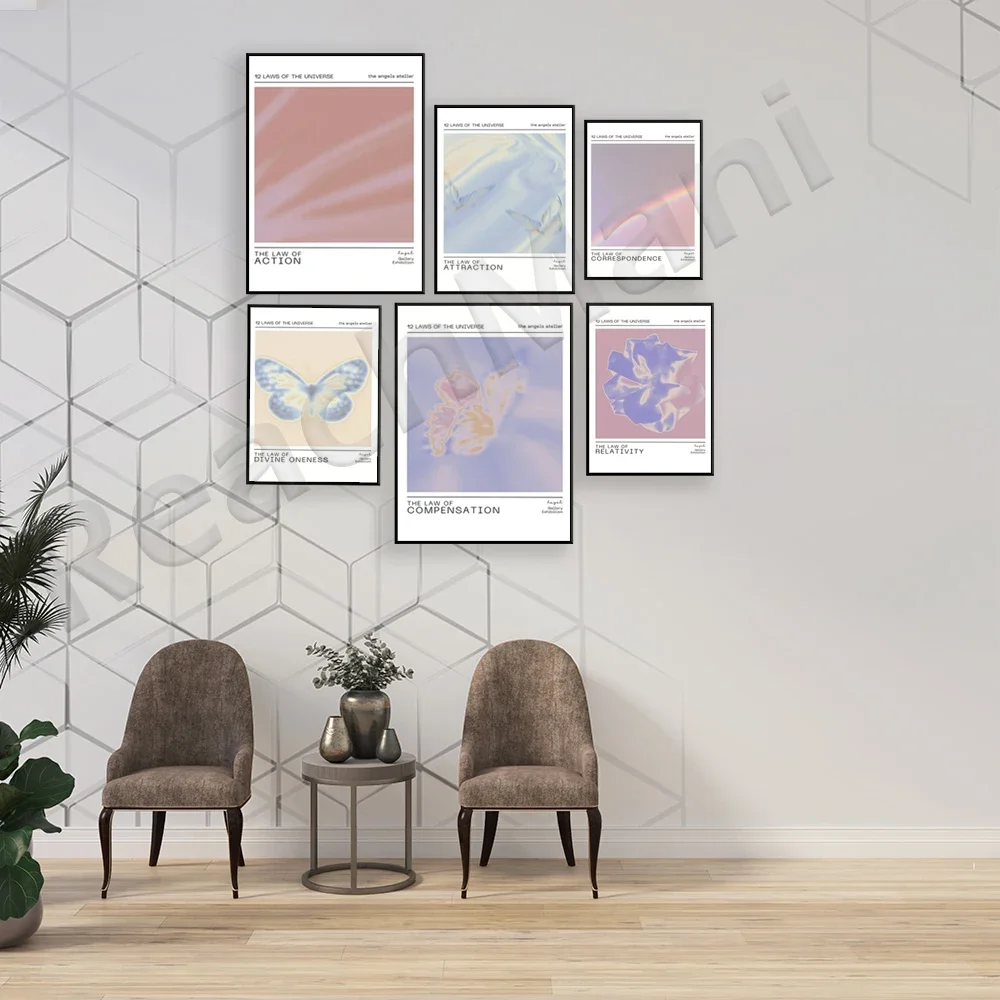 12 laws spiritual poster expression trend halo gradient wall art print design affirmation y2k poster, angel digital print