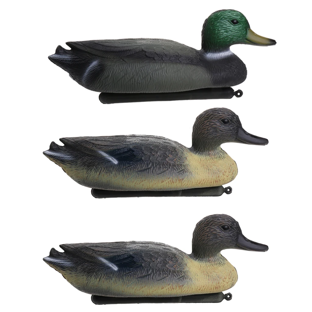 3 Pieces Premium PE 3D Lifelike Duck Hunting Decoy Floating Decoys Decoying Lawn Ornaments Garden Yard Scarer