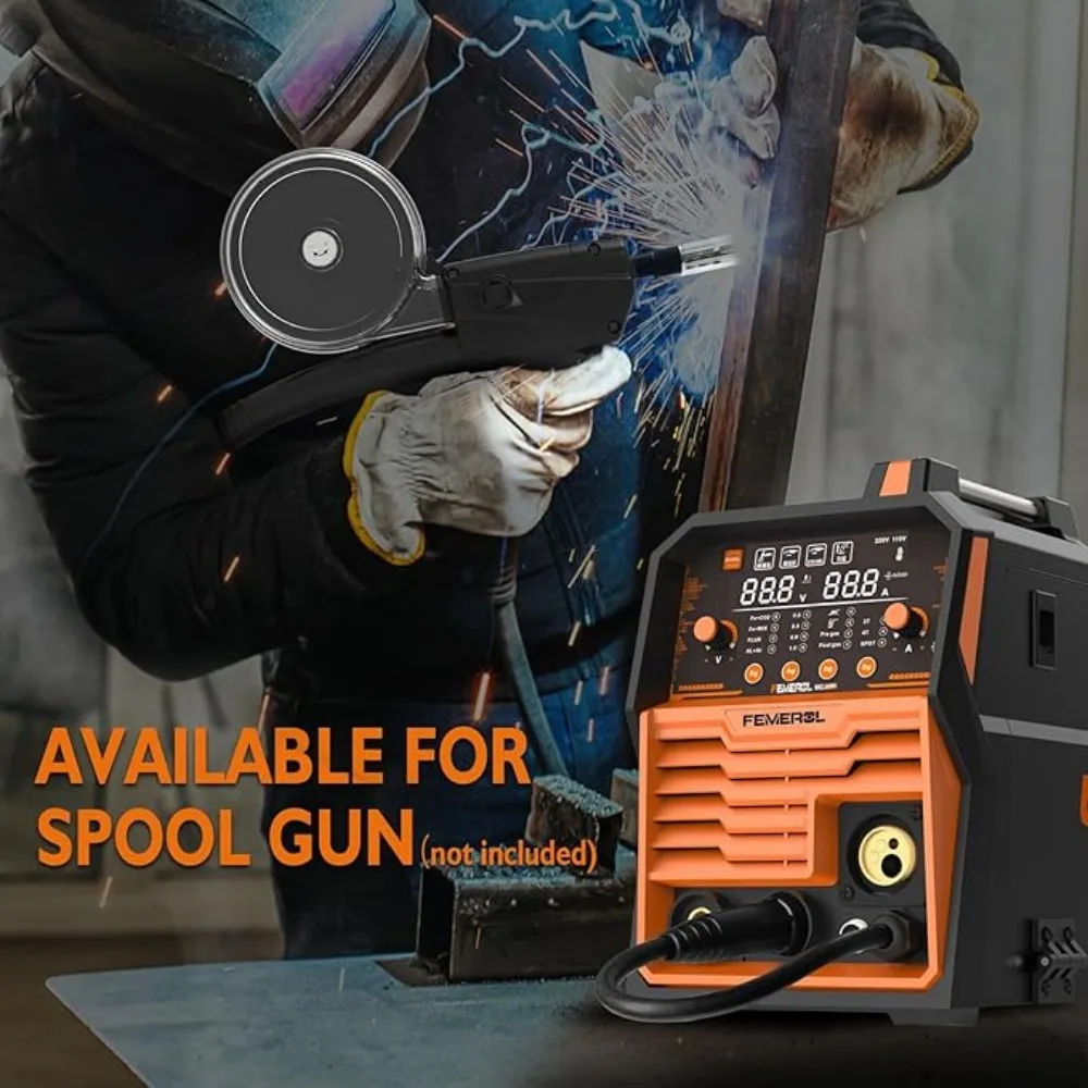 250A MIG Welder,6 in 1 Gas MIG/Gasless Flux Core/Stick/Lift TIG/Spot Welding/Spool Gun Compatible Aluminum Welding Machine Large 5