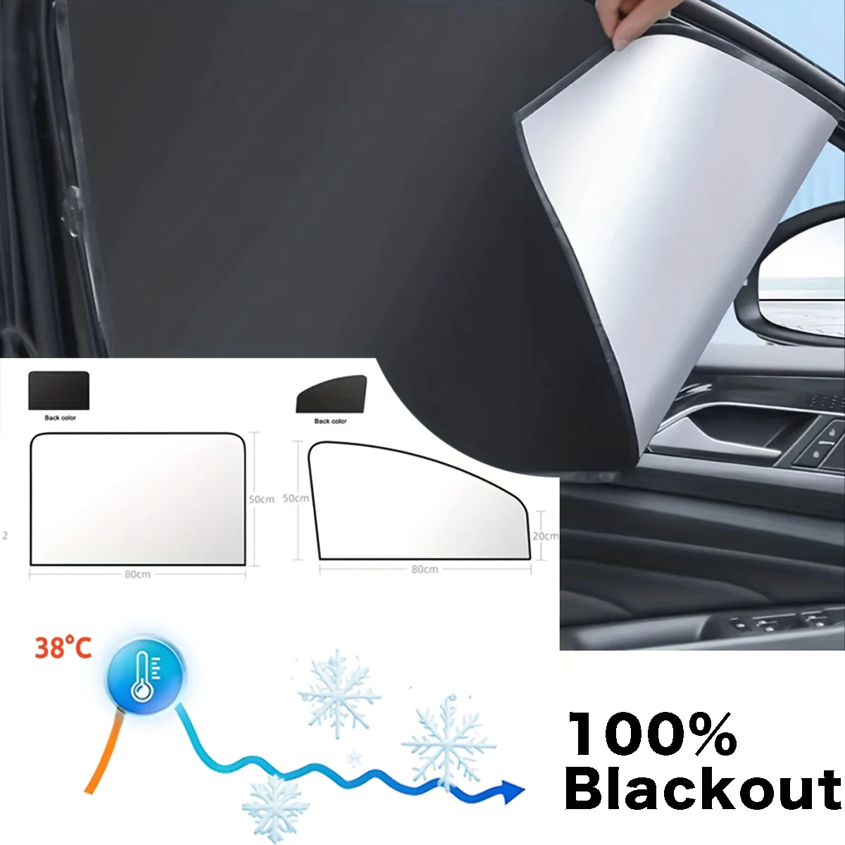 Car Sun Shield Shades 100 Blackout Summer Magnetic Window Curtains UV Rays Protection