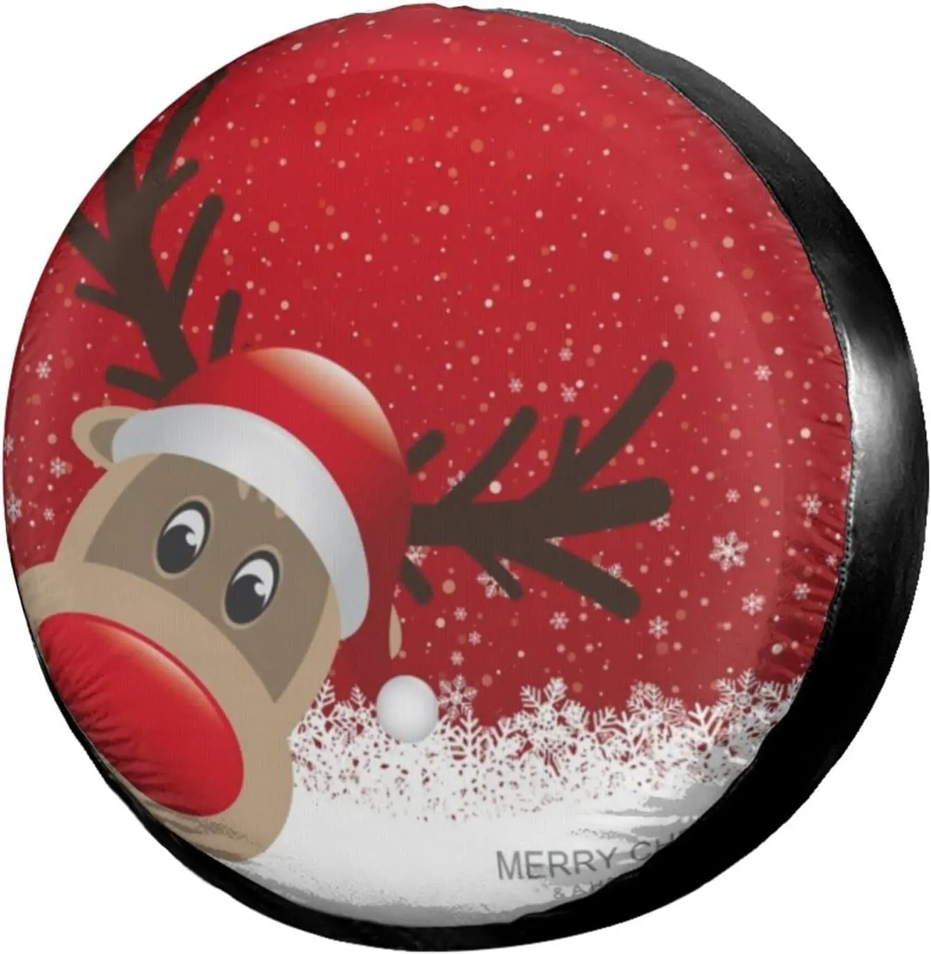 

Merry Christmas Reindeer Spare Tire Cover Polyester Sunscreen Wheel Covers for Trailer RV SUV Truck and Many Vehicles