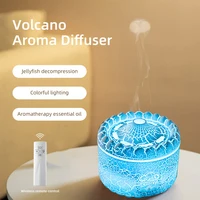 Volcano Aroma Diffuser Ultrasonic Air Humidifier Timer Auto Shut-Off Remote Control Flame Diffusers for Home Bedroom White 1