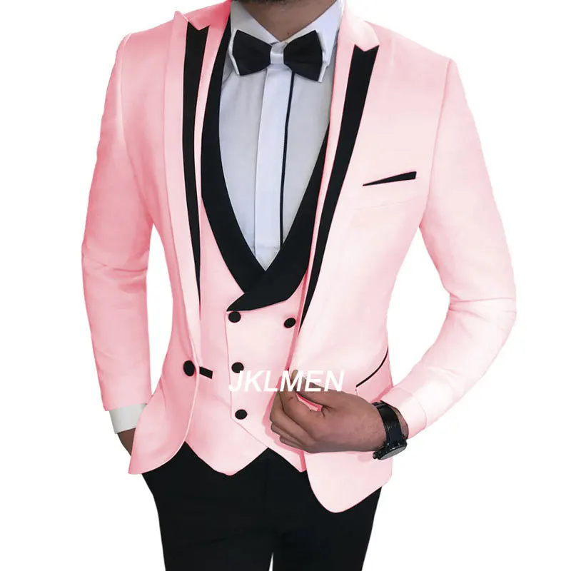 Men Suits Polyester Casual Four Seasons Men Business Suits Men's Special 3 Pcs Set Groom Wedding ( Jacket + Vest + Pants )