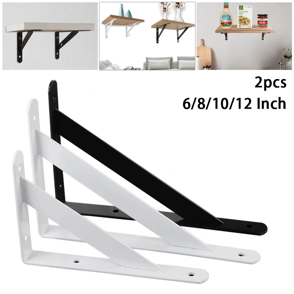 2pcs Metal Shelf Bracket L Shape Thickened Corner Brace Wall Mounted ...