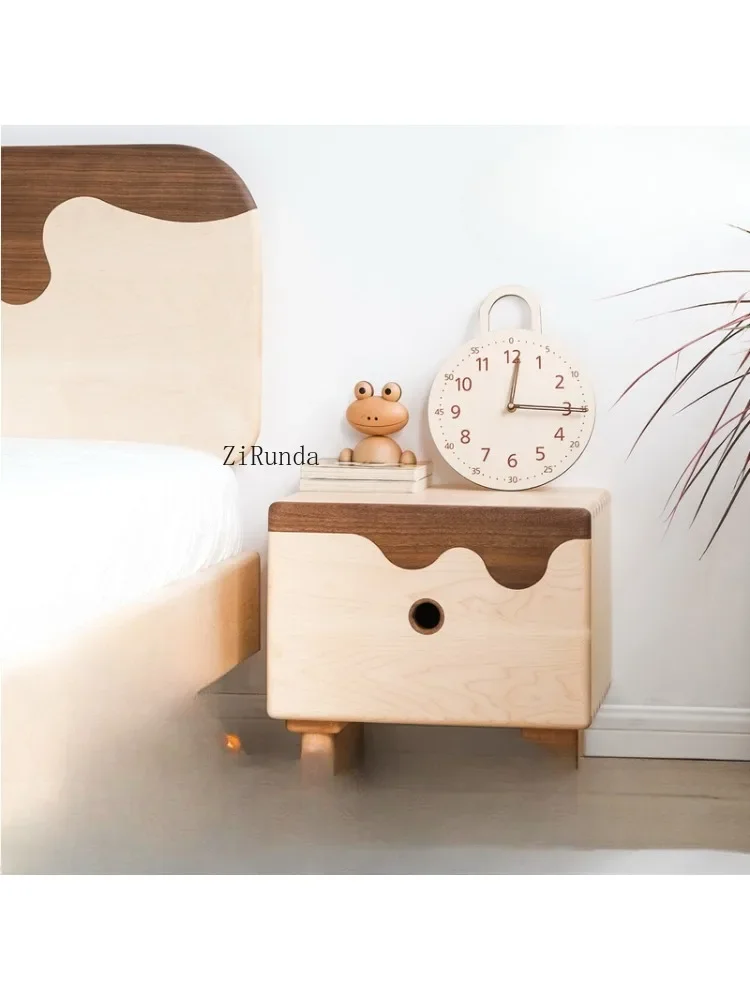 1All solid wood children's bedside table Bedroom bedside drawer storage small cabinet