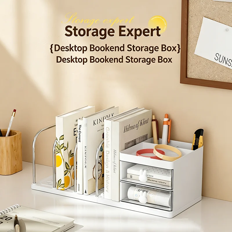 Desktop Book Organizer and File Holder - Stylish Home and Office Storage Solution