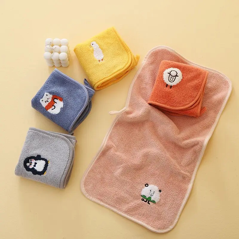 Cotton Baby Bath Towel Cute Coral Velvet Absorbent Face Hand Towel Kids Wipe Washcloth Newborn Infant Kids Shower 25*50cm