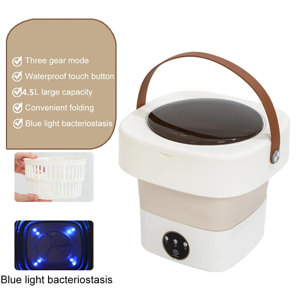 Folding Portable Washing Machine with Dryer Basket for Clothes