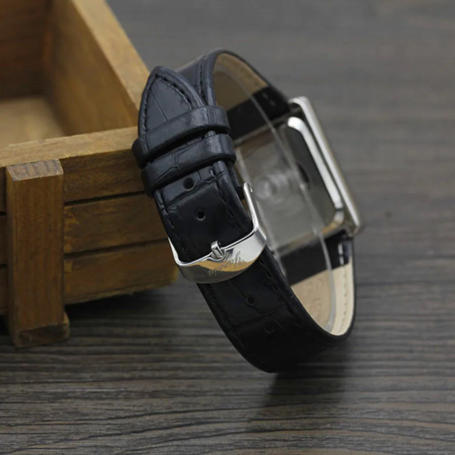 Leather Strap Quarts Watch Simple Square Rome Women's Wristwatch Neutral Couple Watch Sapphire Ladies