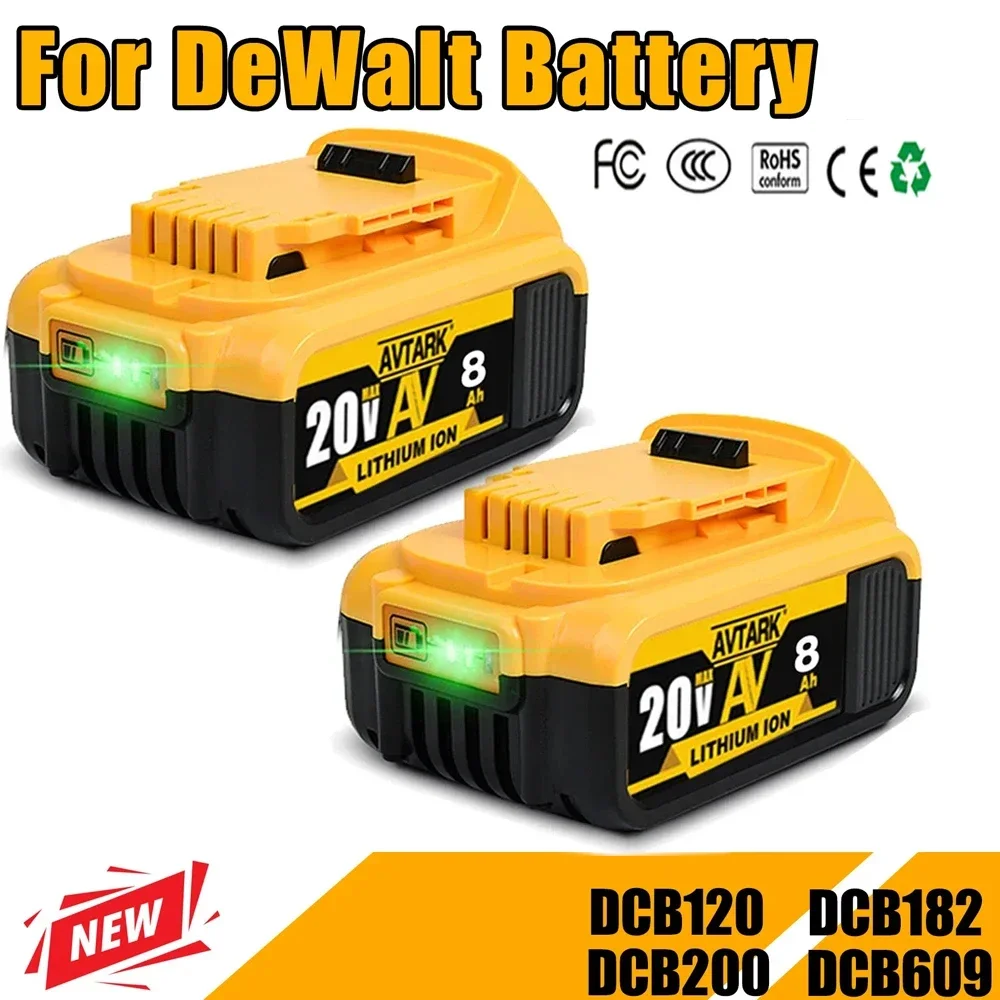

100% Оригинальный аккумулятор 20 в Ач для электроинструмента DeWalt DCB184 DCB181 DCB182 DCB200 20 в 8A 6A 18 в 20 в аккумулятор