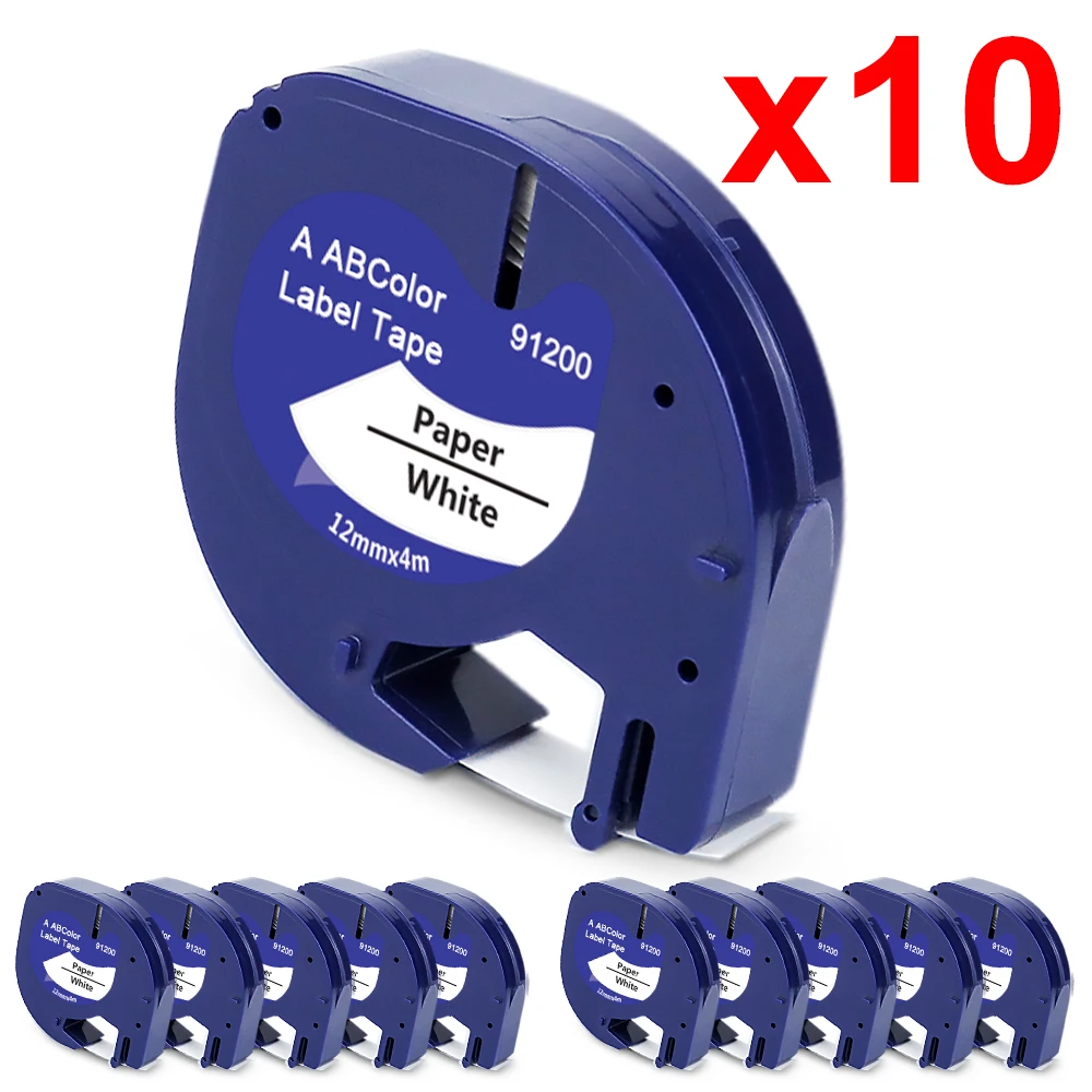 10Pk 91200 Compatibile Per Dymo Letratag 12Mm Lt Nastro Per Etichette 91201 12267 91202 91203 91204 Per Dymo Lt-100H Lt-100T Etichettatrice