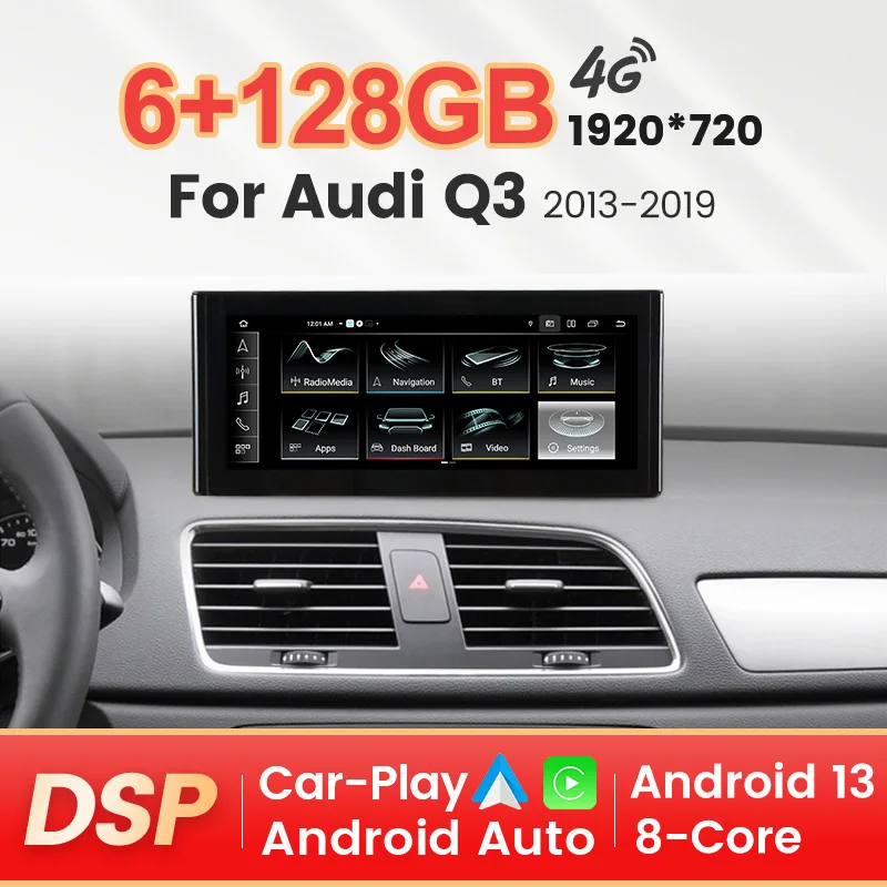 MEKEDE reproductor Multimedia inalámbrico CarPlay Android Auto para Audi Q3 2013 - 2016 2017 2018 2019 GPS 2Din sistema de Radio de coche inteligente BT 1