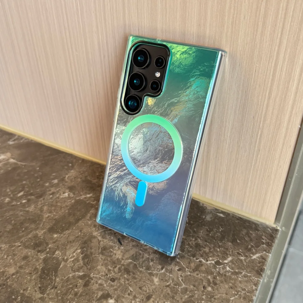 Gradient Colorful Glossy Glacier Texture Wireless Charging Cover
