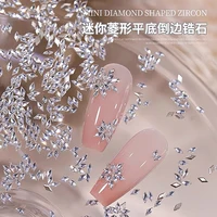 100/200pcs Mini Nail Art Accessories 5A Sparkling Rhombus Zircon Nail Art Rhinestone Charms 1.5*3mm Snowflake Pattern Nail Decor 6