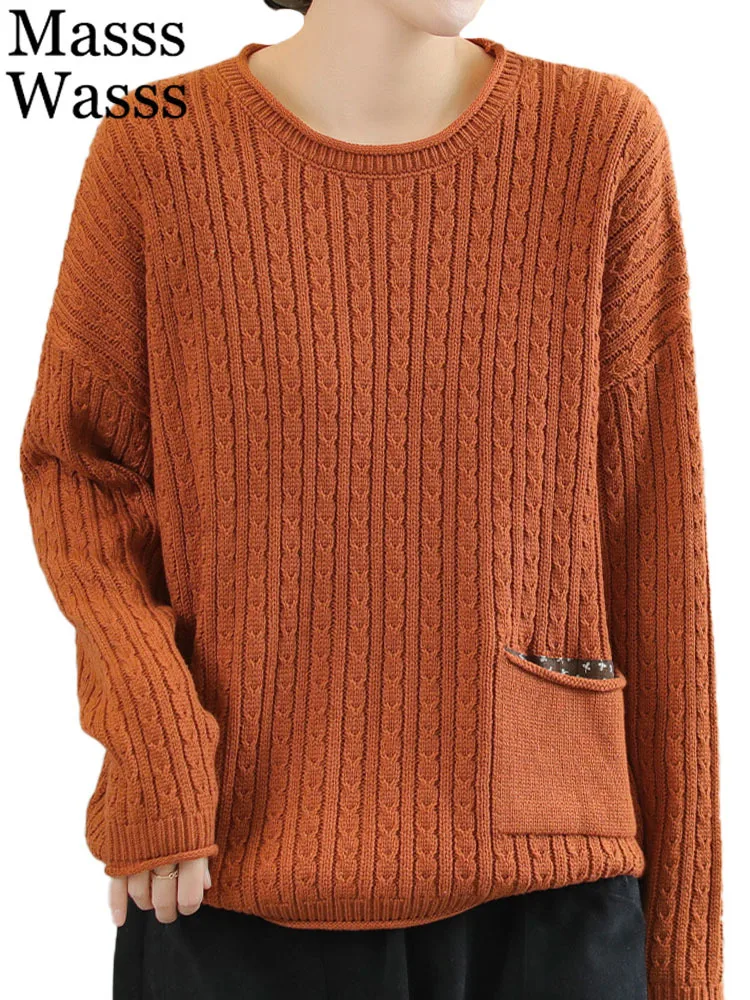 

Masss Wasss Korean Winter Fashion Women Loose Vintage Luxury Knitted Sweaters Ladies Casual Harajuku Style Jumpers Warm Pullover