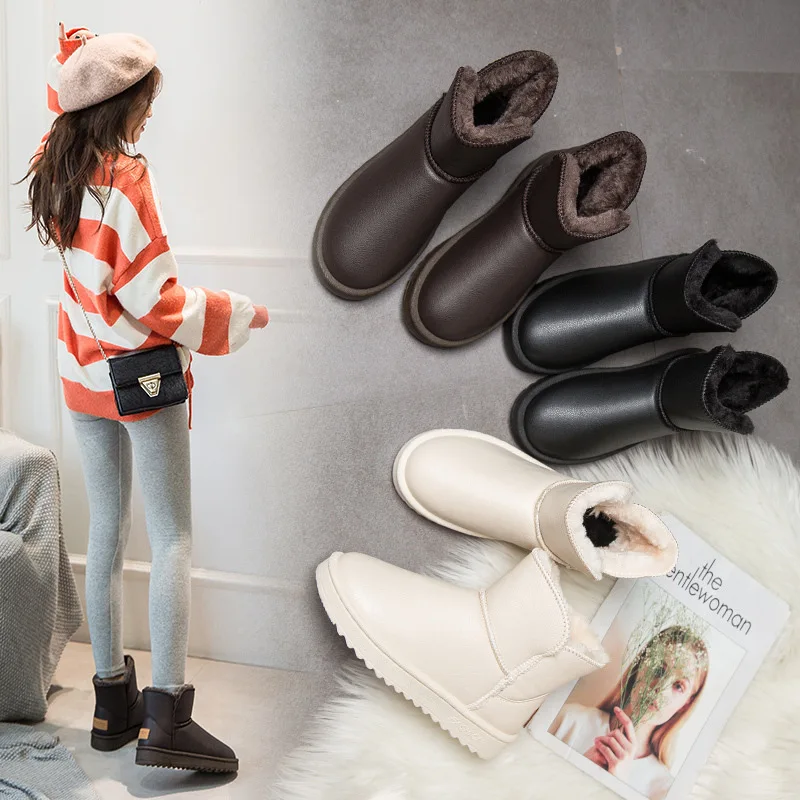 Large Size Women's Boots Snow Boots Women New Fashion Winter Low-tube Warmth Women's Cotton Shoes Short Women
