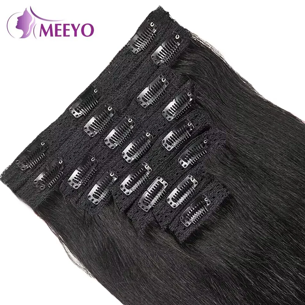 Clip In Hair Extension Human Hair Long Straight 8Pcs/Set 120G Natural Black Seamless Invisible Brazilian Virgin Full Head